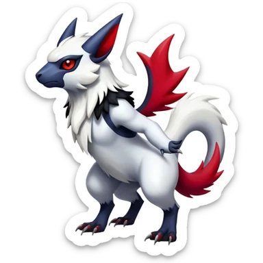 Shiny Colorful Gothic Exotic Badass Cool Absol-Zangoose-Pokémon-Fakémon-hybrid-creature (full body) sticker