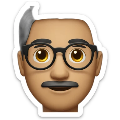 indian guy with round glasses with fair skin with straight hair with round fully circular glasses black eyes black hair sticker