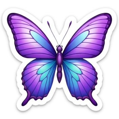 Purple butterfly with sharp ends on each wing sticker