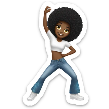 white Dancer with sparkles and low rise flare jeans sticker