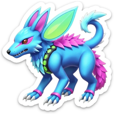  exotic colorful Protogen-Fakémon-Pokémon-Spectrobes-Digimon-Vernid-creature (full body) sticker