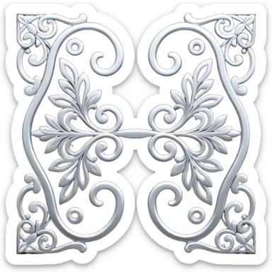 Black and silver filigree page divider, 3D, extremely detailed design sticker