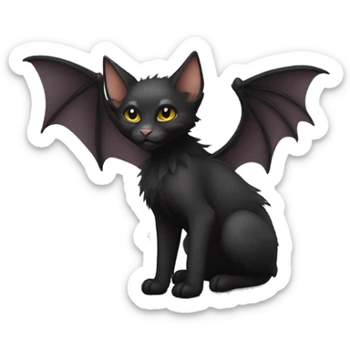 Black Lykoi cat with bat wings full body sticker
