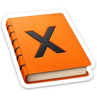A bright orange book with a black, bold X with a slightly rough, edgy texture, exuding idgaf energy and pure, unapologetic confidence..orange halo aura.. unstoppable sticker