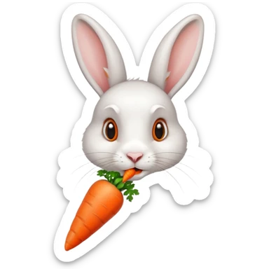 A rabbit nibbling on a carrot, surprised by the flavor, portrait, bust up sticker