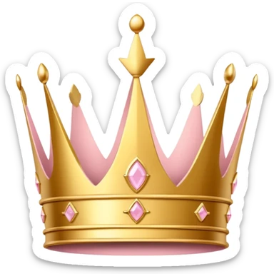 A luxurious golden crown with light pink accents and elegant details, featuring a prominent empty space  sticker