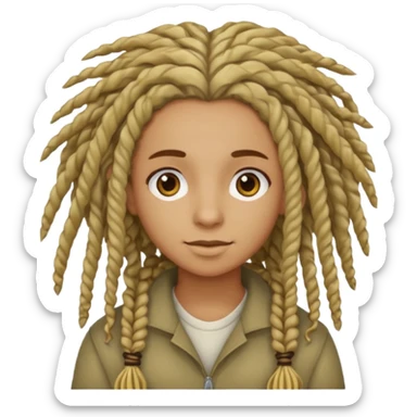 olive tone skin person with curly brownish platnium blonde dreadlocks sticker