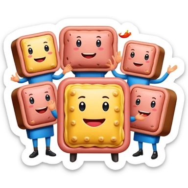 spam artists welcoming guests at a spam meat exhibition  sticker