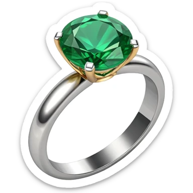 wedding ring with a emerald green stone sticker