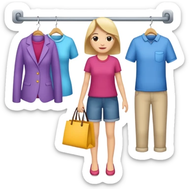 trying on clothes shopper sticker