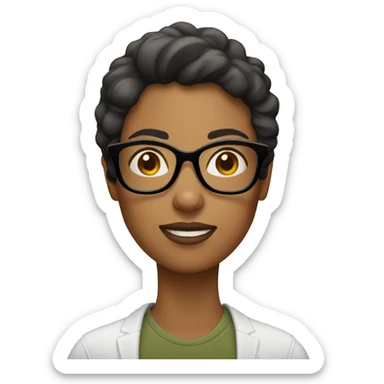 mujer con lentes, pelo corto oscuro  sticker