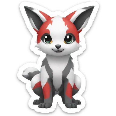 Cute cool black red white grey animal hybrid Fakemon full body sticker