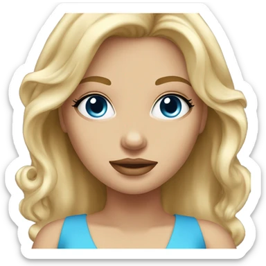 Blond girl with sky bleu long dress, Blue eyes and heels high  sticker