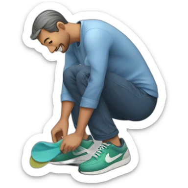 man putting insole in his shoe sticker