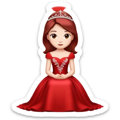 A beautiful girl wearing a red wedding dress sitting sticker