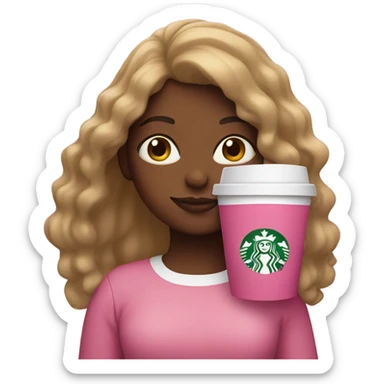 Spanish girl holding a pink Starbucks cup sticker