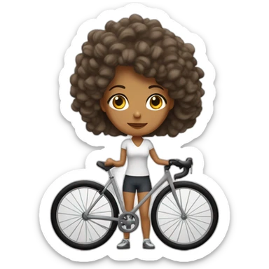 mujer con el pelo blanco cayéndose de una bicicleta sticker