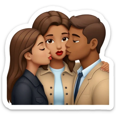 two girls and 1 guy kissing sticker