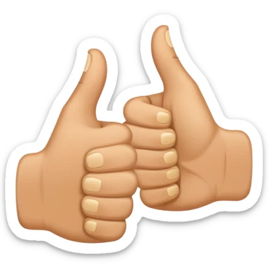 Design a single emoji that merges thumbs-up and thumbs-down into one clear glyph (ambivalent reaction). Use a flat emoji style, clean vector edges, center composition, 1:1 canvas, transparent background. The two thumbs interlock in a yin-yang style or a split-down-the-middle hybrid,  sticker
