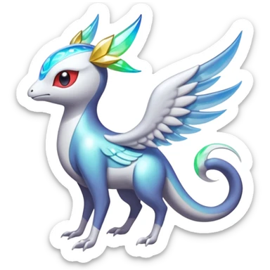 Angelic Divine Iridescent Bioluminescent Translucent Luminescent Diaphanous Shiny Colorful Meloetta-Latias-Koraidon-Peppercat-Wargreymon-Protogen-Fakémon-fusion-hybrid-creature sticker