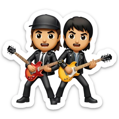 Cinematic Realistic AC/DC Pop Culture Emoji, showcasing an electrifying portrayal inspired by the legendary rock band rendered with vivid textures and energetic lighting. sticker