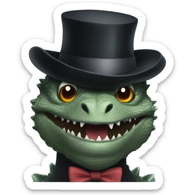 Godzilla with a top hat sticker