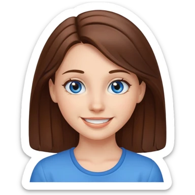 smiling girl with blue eyes and brown hair sticker