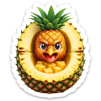 General tso chicken inside of half a cut open hollow pineapple  sticker