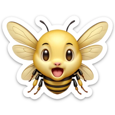 Cinematic Adorable Yawning Wasp Portrait Emoji, Head tilted slightly with a dramatic, wide-open yawn, showcasing a tiny, streamlined body with gently drooping wings and sleepy, half-closed eyes, Simplified yet irresistibly cute features, highly detailed, glowing with a soft, cozy glow, high shine, relaxed yet expressive, stylized with a dash of whimsical insect ease, soft glowing outline, capturing the essence of a drowsy wasp that appears ready to stretch and yawn its way out of the screen! sticker