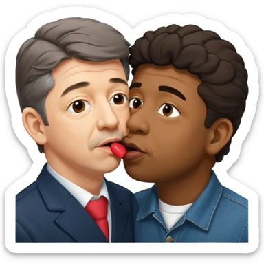 jean luc melenchon qui fait un bisous sur la bouche a une personne noir sticker