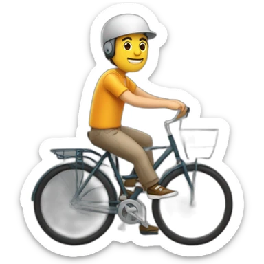 hombre gordo con gorra con bicicleta y castillo sticker