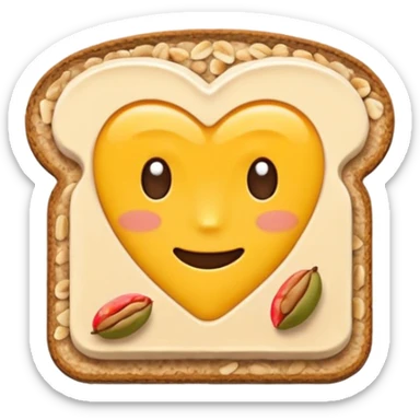 Vegetarian breakfast emoji illustration, flat iOS emoji style, toast, fruits, oatmeal, nuts, milk, no eggs, no meat, no fish, no non-vegetarian food, clean white background.” sticker