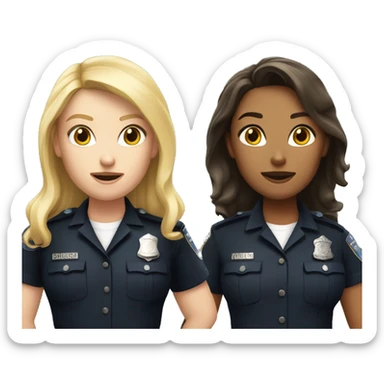 Two police woman (one with long blonde hair and medium skin and the other one with short dark hair and white skin) sticker