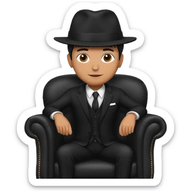 mafia in hat, armchair, black sticker