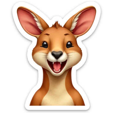 Cinematic Cute Yawning Adult Red Kangaroo Portrait Emoji, Head tilted slightly with a dramatic, wide-open yawn, showcasing a sturdy, reddish form with a distinct red kangaroo-shaped head, a relaxed elongated snout, and sleepy, half-closed eyes, Simplified yet irresistibly adorable features, highly detailed, glowing with a soft, cozy outback glow, high shine, relaxed yet expressive, stylized with a dash of whimsical charm, soft glowing outline, capturing the essence of a drowsy yet affectionate kangaroo that appears ready to stretch and yawn its way out of the screen! sticker