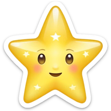 Generate a high-quality 3D cartoon-style emoji of a yellow sparkling star, glittering and shining effect, smooth gradient colors, rounded and cute appearance, no human faces, simple white background, high-resolution.

 sticker