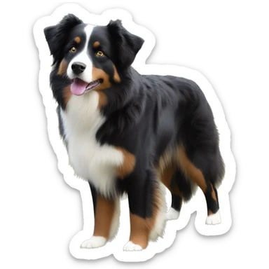 black tri australian shepherd full body sticker