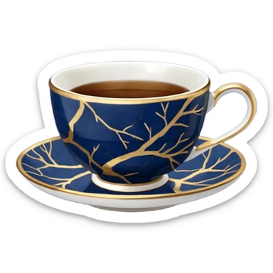 kintsugi navy blue tiny tea cup sticker