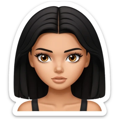 kendall jenner as pretty bratz baddie, black hair sticker