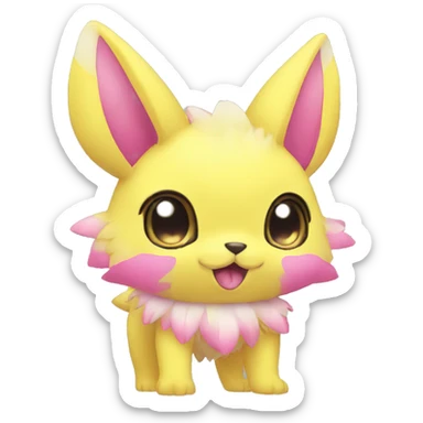 Cute cool yellow pink animal hybrid Fakemon full body sticker