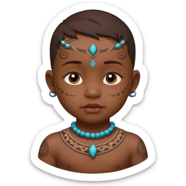 tatooed baby on neck and face, tribal ancient sticker