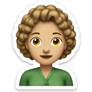 Mujer de mediana edad con pelo rizado corto de color castaño claro. Es de piel clara con ojos verdes. sticker