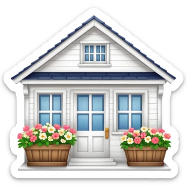 small white house with flower basket in window sticker