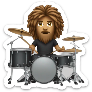 Long haired drummer on a drumkit sticker