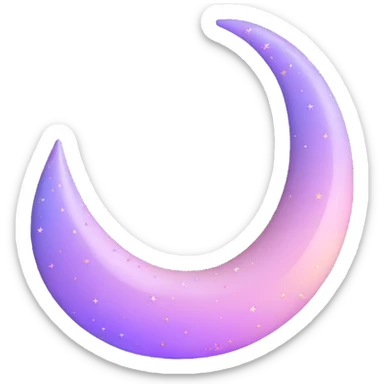Sparkly glossy Pastel lilac-gradient crescent sticker