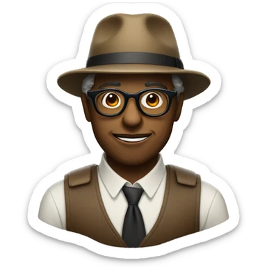 creative storyteller with hat and glasses sticker