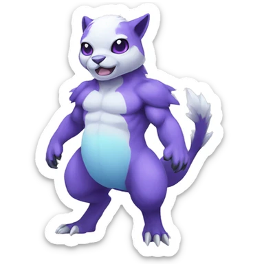 Cute cool purple white blue animal hybrid Fakemon full body sticker