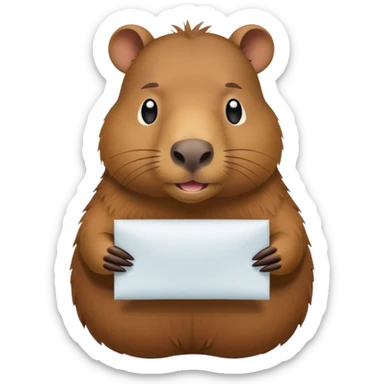 emoji of capibara chews white paper, full height sticker