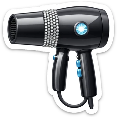 black blow dryer covered in diamonds sticker