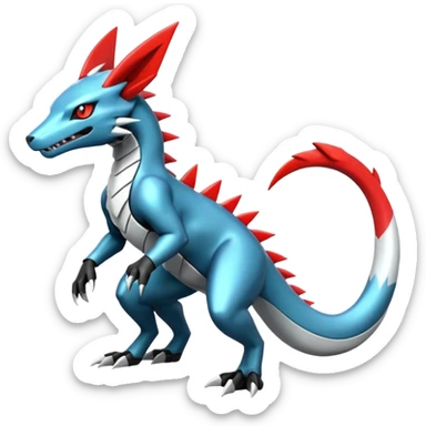 Shiny Cool Futuristic Alloy Smooth Salandit-Zeraora-Lombax-Sergal-Zangoose-Cyclizar-Genesect-Pokémon, full body sticker